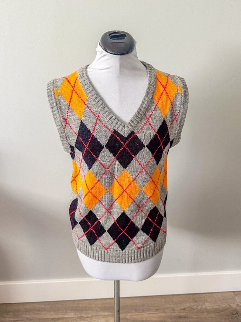 Vintage 80's Cutloose Argyle Knit Sweater Vest - Unisex Style